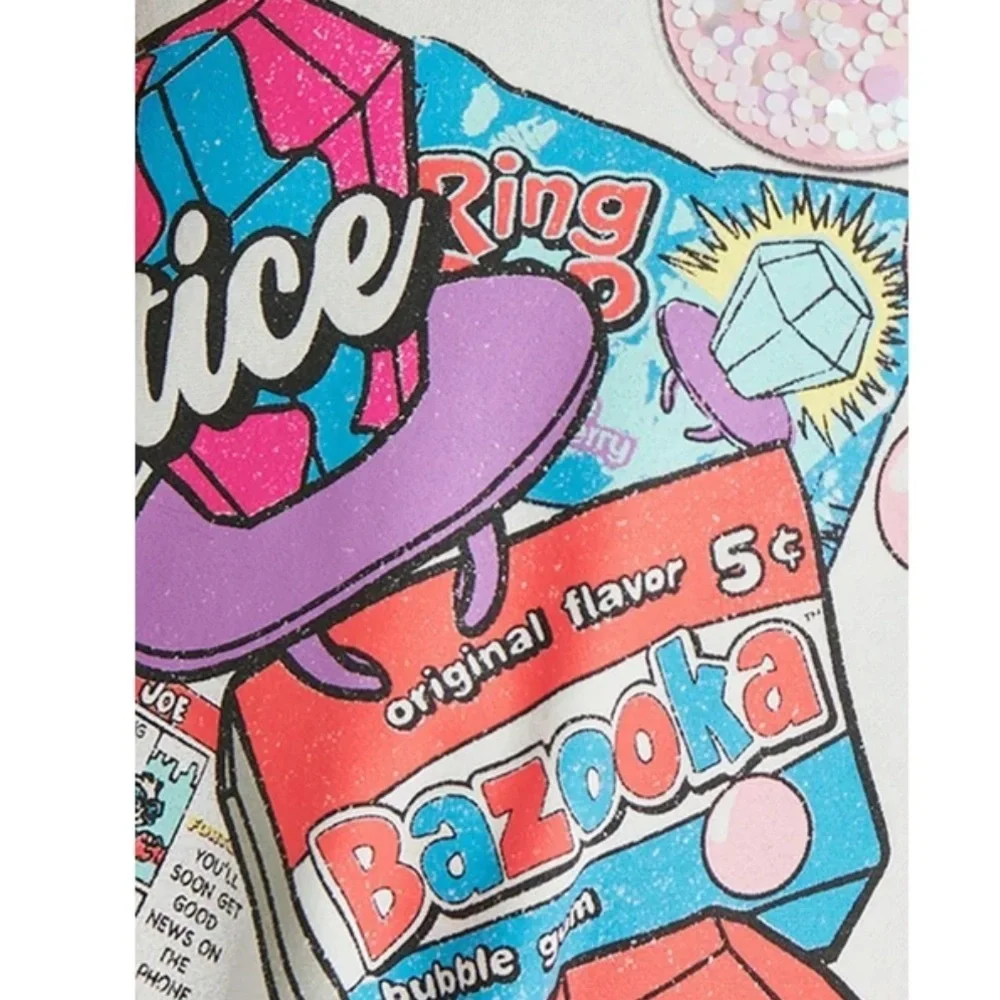 Justice Kids Cream and Pink Graphic Sweatshirt